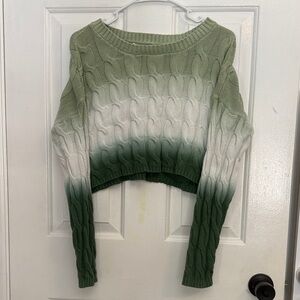 Sincerely Jules Cable Knit Crop Sweater Box Cut Green Fade Tie Dye Size Small